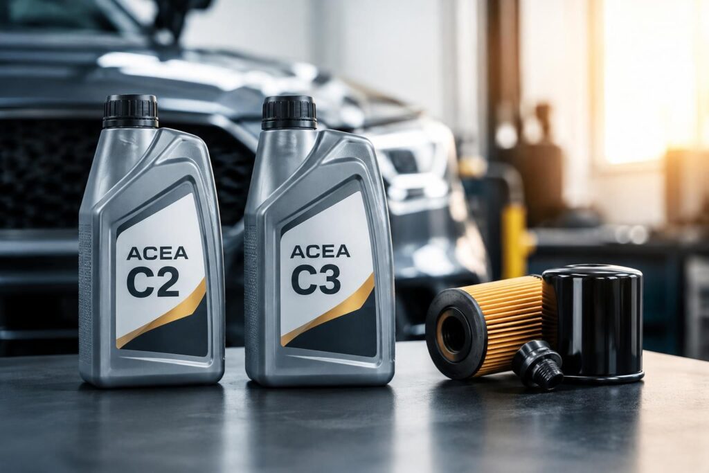 ACEA C2 ve ACEA C3 motor yağı sınıflarının HTHS viskozitesi ve kullanım gereksinimleri karşılaştırması